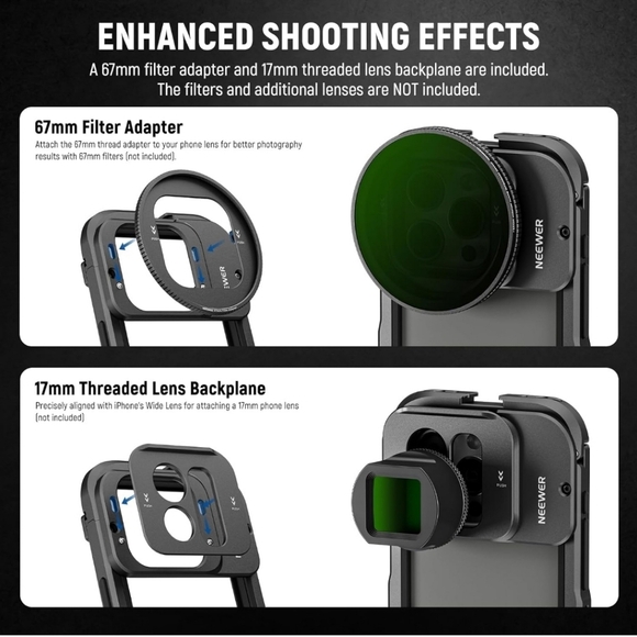 15 Pro Cage Video Rig with Dual Handles, Quick Release 67mm Filter Adapter, 17mm - Picture 4 of 9